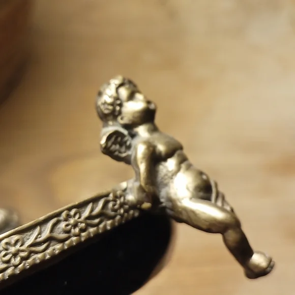 baroque style ceramic cherub Dish marked 1895
